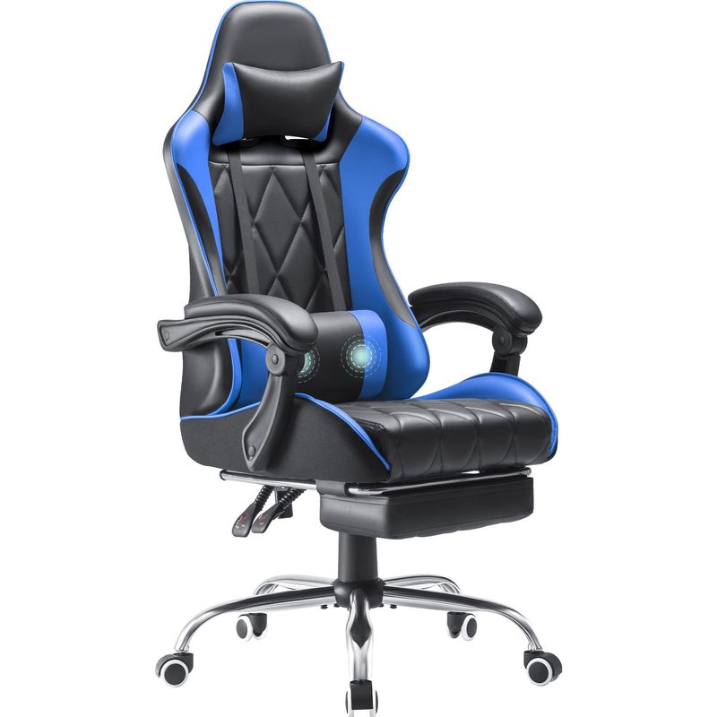 angepasster Farb ergonomischer Videospielstuhl mit Fußstütze und Massage Lendenunterstützung