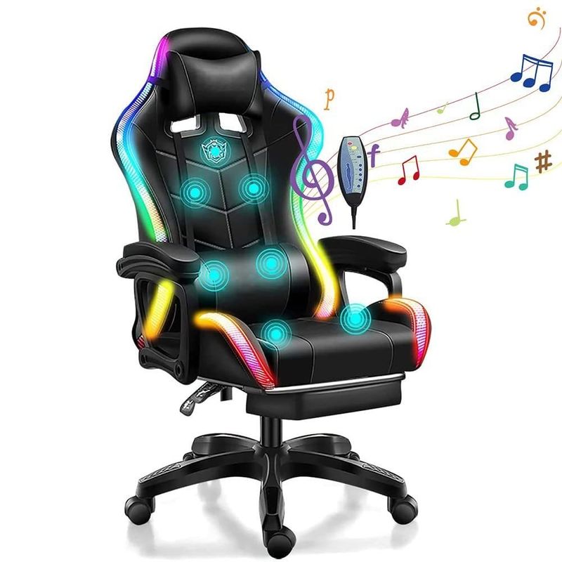 Postverpackung Drehstuhl ALINUNU RGB Spielstuhl mit 7-Punkte-Massage und LED-Licht