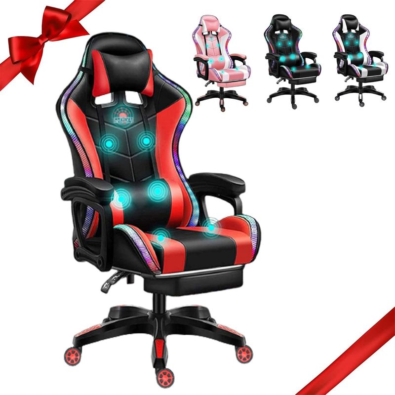 Verbessern Sie Ihre Spielanlage mit ALINUNU PC Massage Gaming Chair mit LED und Lautsprechern