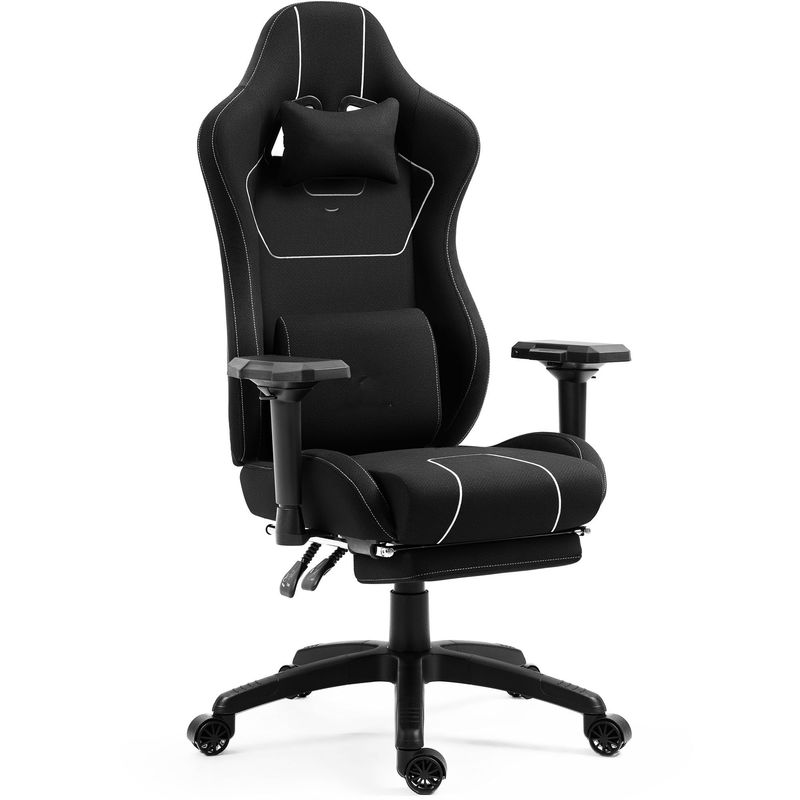 Ergonomischer Gamer-Stuhl mit Massage, Lendenstütze und Fußstütze