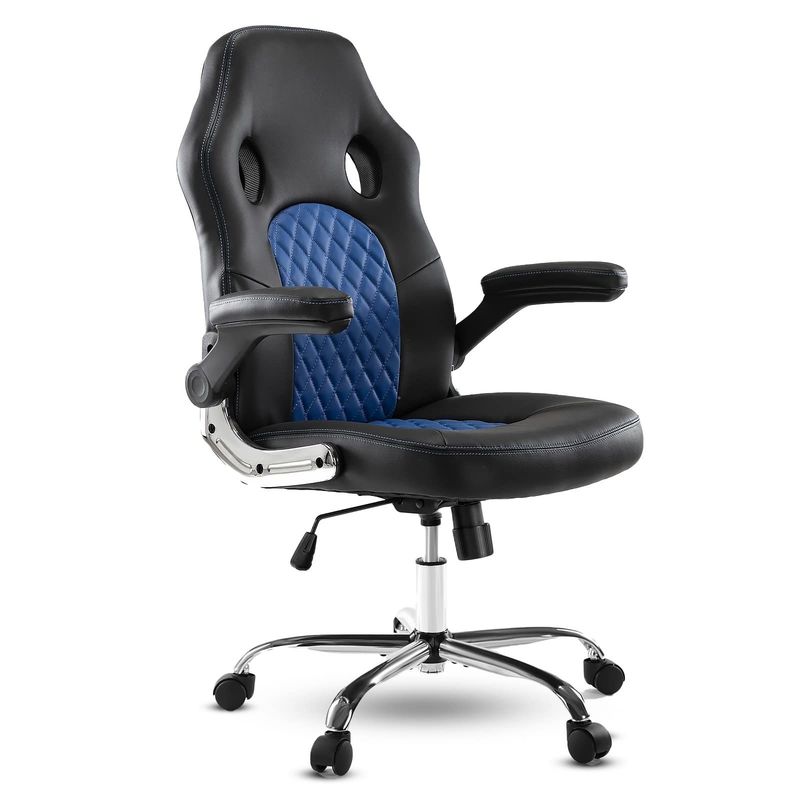 30 Pfund verstellbarer Bürostuhl mit ergonomischem Design aus PU-Leder und Lendenstütze
