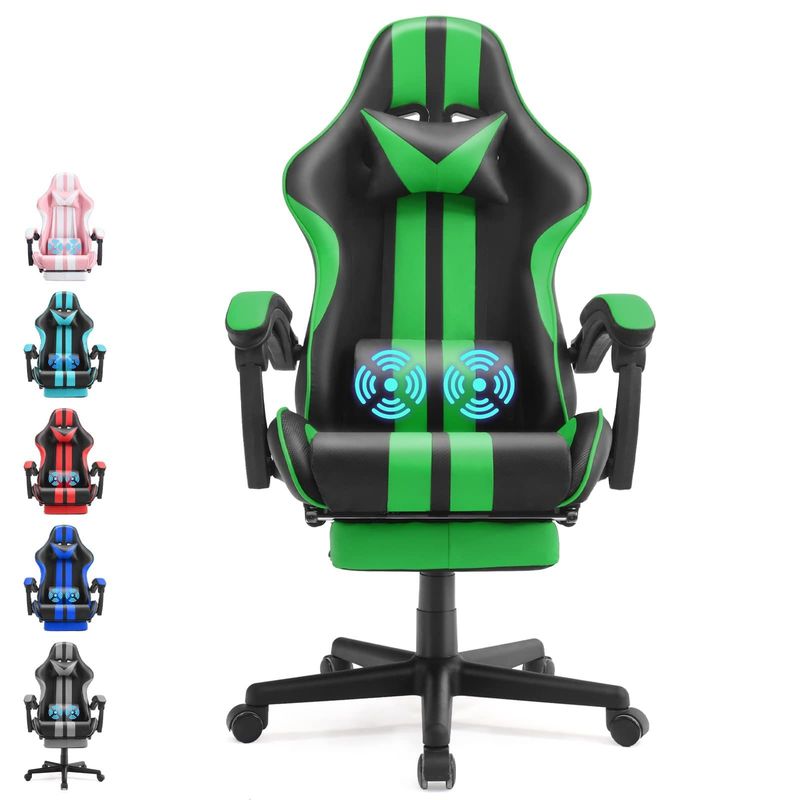 ALINUNU Ergonomischer Racing-Stil PC-Spiel Computersessel mit Kopfstütze und Lendenstütze
