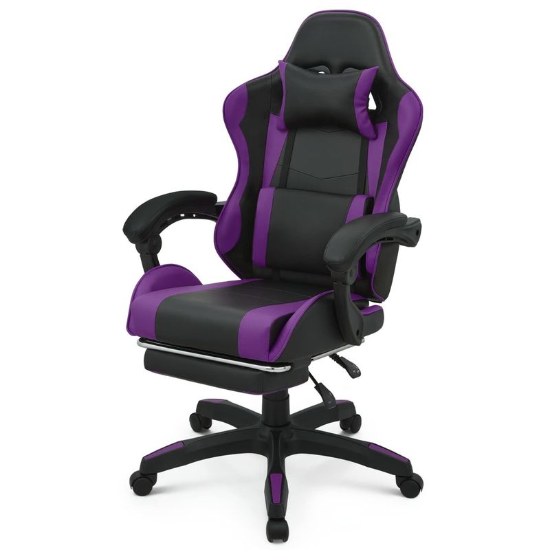 Ergonomischer Videospielstuhl mit Fußstütze, Kopfstütze, Lendenstütze, Spielstuhl