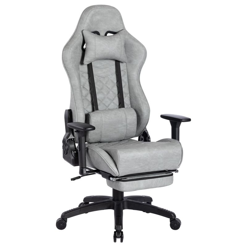 Moderne Design-Gaming-Stuhl mit Fußstütze und 3 Gas-Lift PU-Leder Hochrücken verstellbar